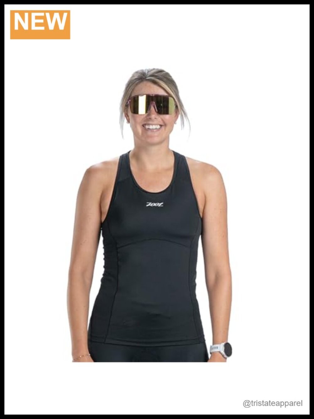 Women's Triathlon Racerback Tank Top with Built-in Bra UPF 50+ Athletic Fit